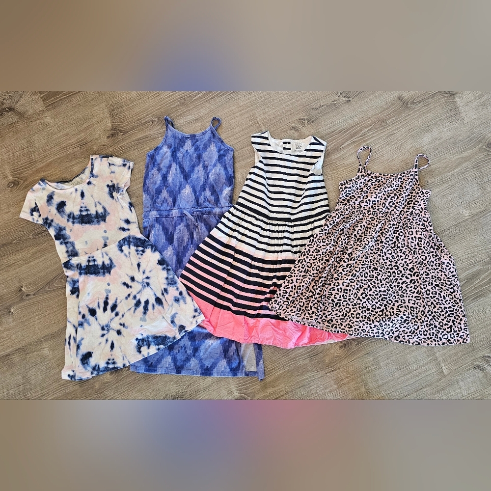 Stylish Kids Dress Set - Blue, Black, Pink, and Tan